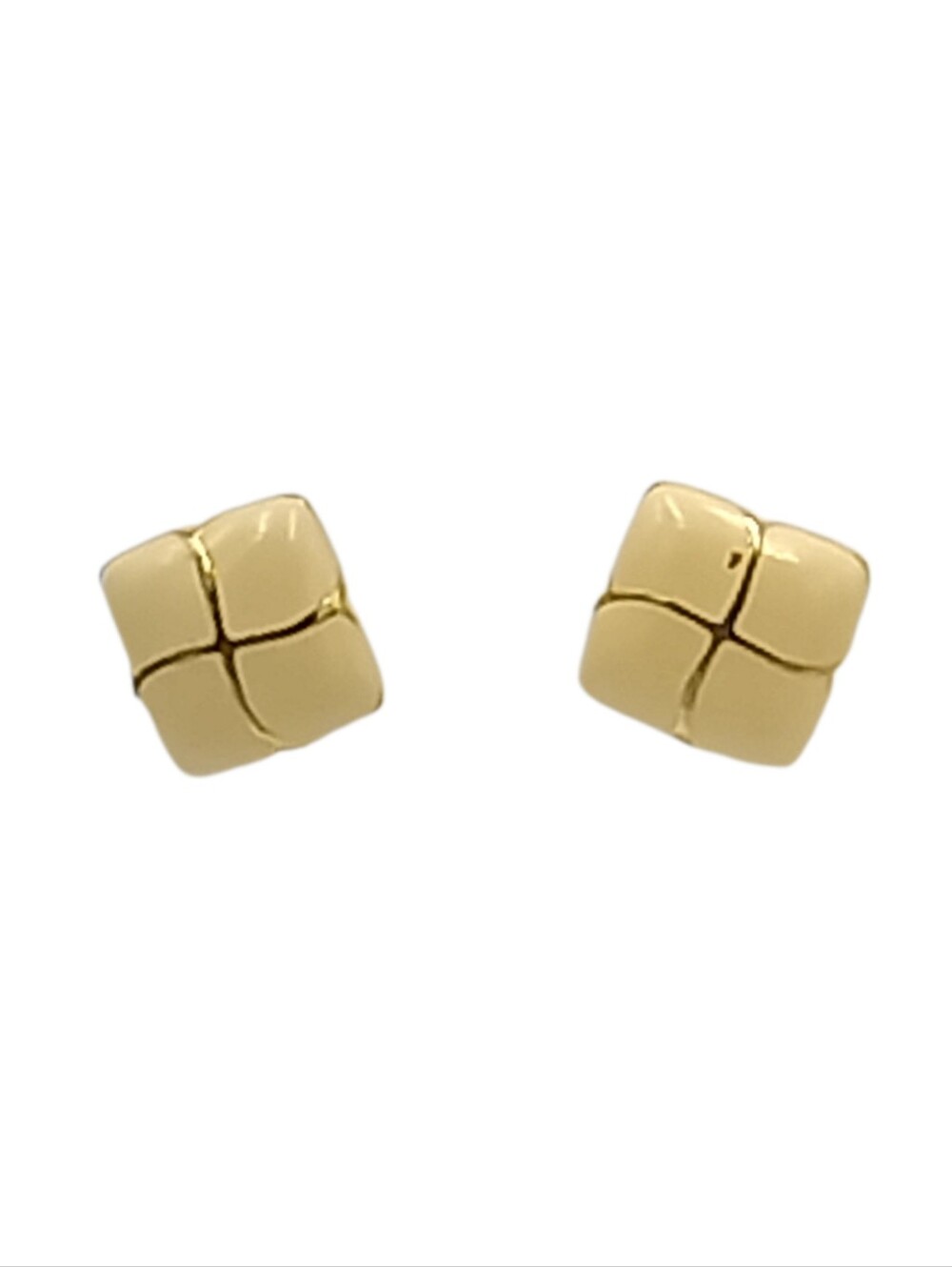 🙋 10/$20.  Cream & Gold-Tone Geometric Square Pierced Earrings 0.5"